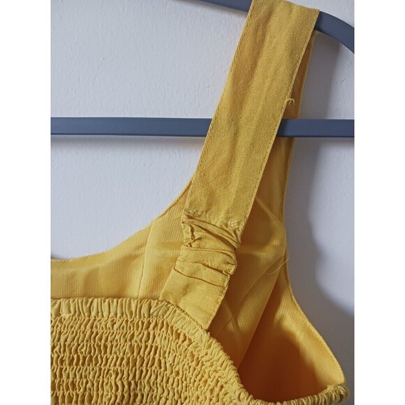 Midnight Sky Juniors Cropped Tank Top Sleeveless Linen Blend Yellow Size L NWT - Picture 7 of 8